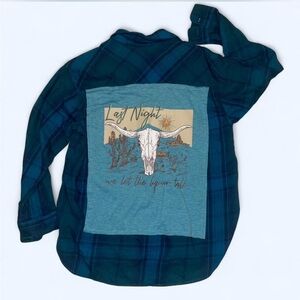 Upcycled Repurposed Time & Tru Morgan Wallen Flannel M8-10
